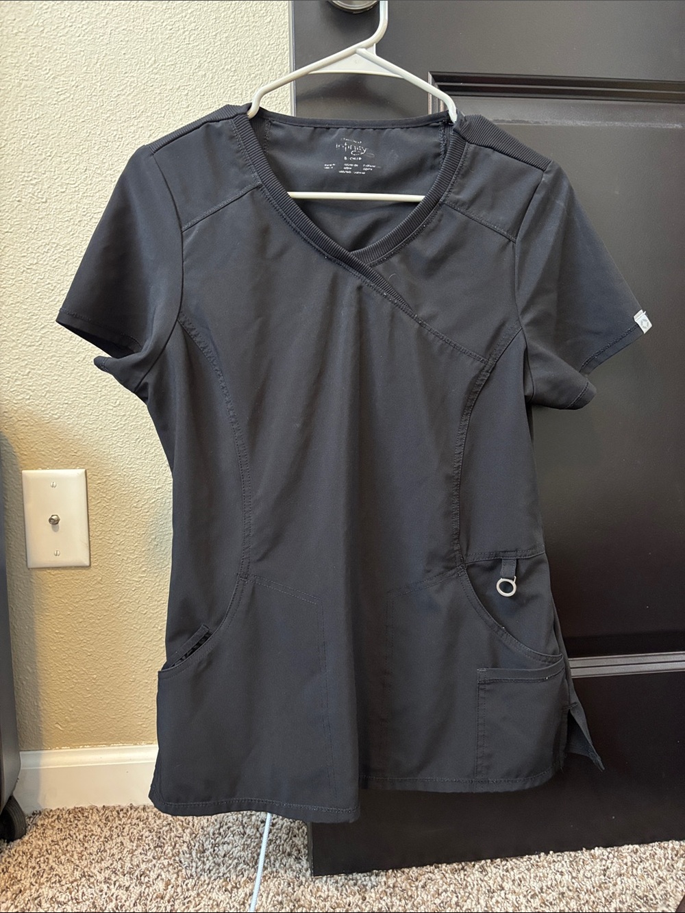 Cherokee Black V-Neck Short Sleeve Medical Scrub Top